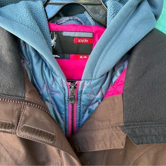 SPYDER WOMENS 3-IN-1 SKI SNOW JACKET BROWN/BLUE SIZE MEDIUM LIKE NEW - Picture 9 of 14